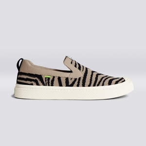 IBI Slip-On Cariuma Low Top Bamboo Weave Knit Vegan Zebra Print Femme | NCV-2565481